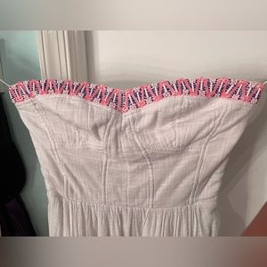 EUC Rebecca Taylor strapless white linen dress size 8